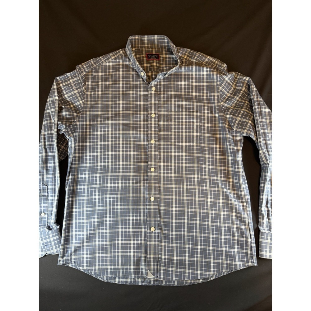UNTUCKit Grey & White Plaid Men's Long Sleeve Button Up Shirt, Large